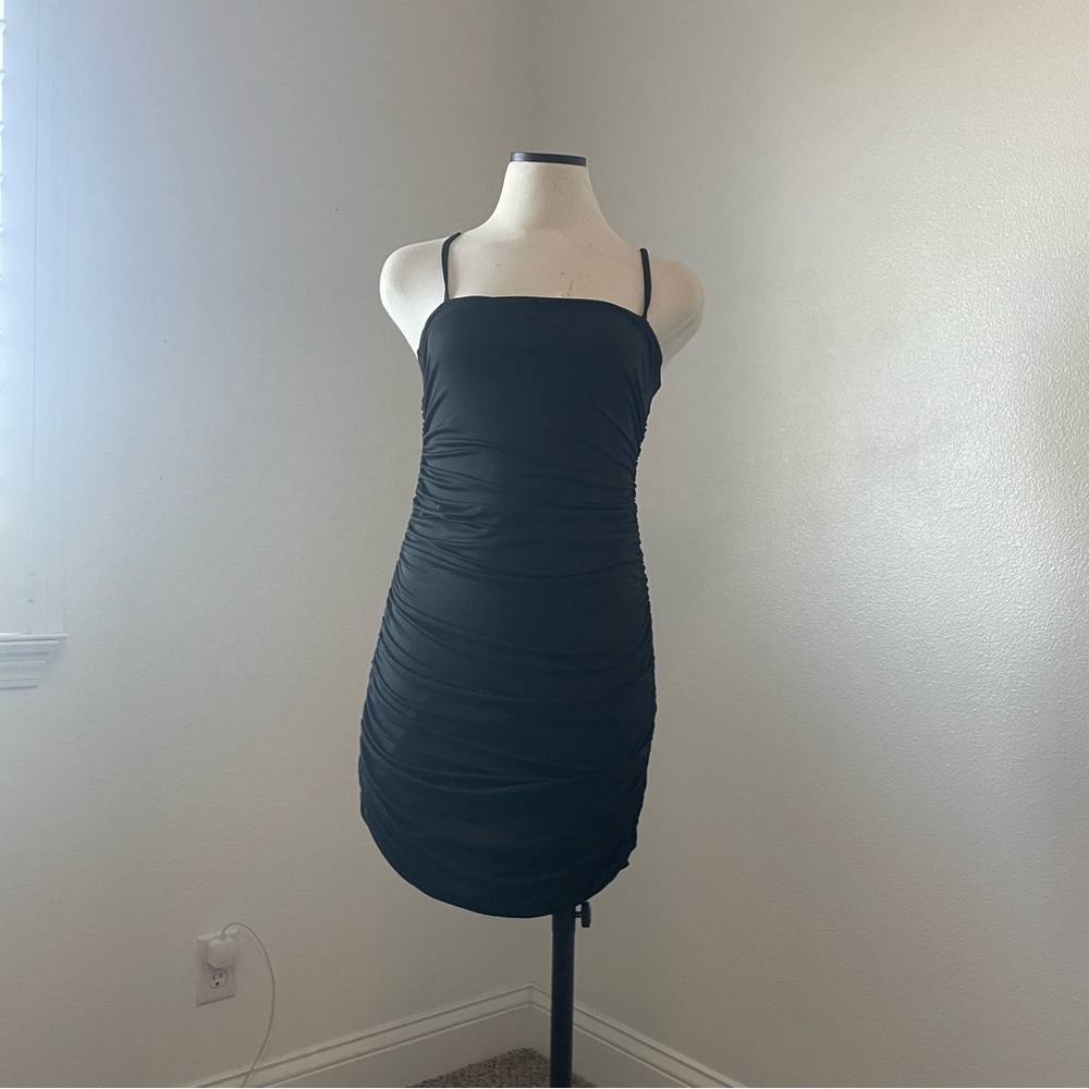 Elegant Black Ruched Dress